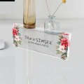 Kişiye Özel Çiçekli Masa Isimliği, Çiçek Desenli Hediye Ofis Dekoratif Masa Üstü Isimlik