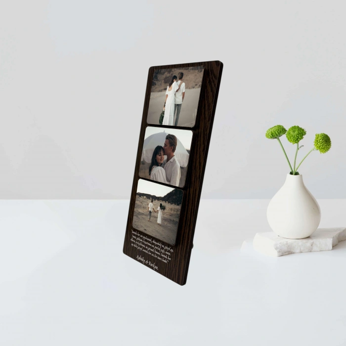 Kişiye Özel 6 mm MDF Fotoğraf Çerçevesi - Üç Bölmeli Sevgiliye Özel Fotoğraf Çerçevesi
