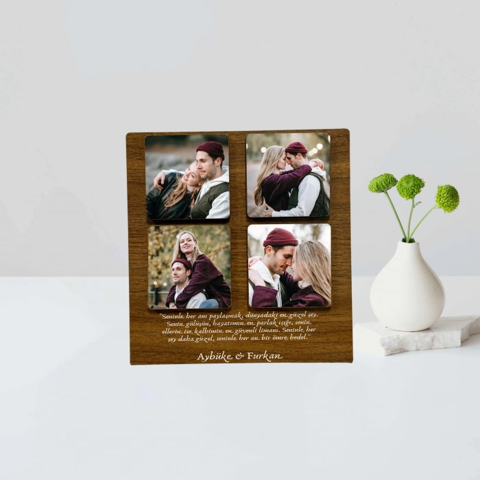 Kişiye Özel 6 mm MDF Fotoğraf Çerçevesi - 4 Bölmeli Sevgiliye Özel Fotoğraf Çerçevesi