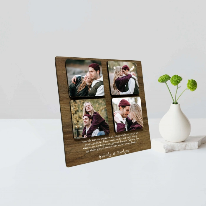 Kişiye Özel 6 mm MDF Fotoğraf Çerçevesi - 4 Bölmeli Sevgiliye Özel Fotoğraf Çerçevesi