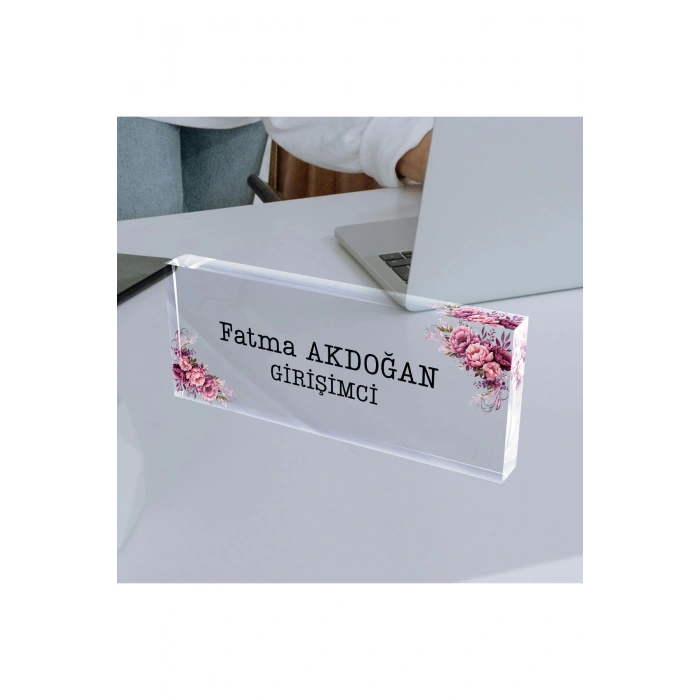 Kişiye Özel Akrilik Ofis Masa Üstü İsimlik Büro Ofis Makam İşyeri Hediyesi Masa İsimliği