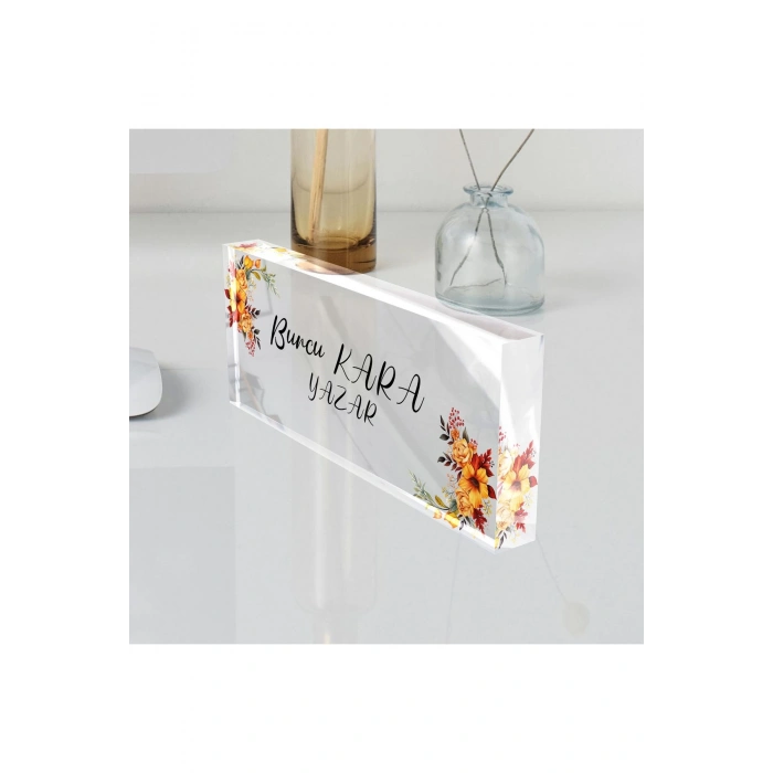 Kişiye Özel Akrilik Ofis Masa Üstü İsimlik Büro Ofis Makam İşyeri Hediyesi Masa İsimliği