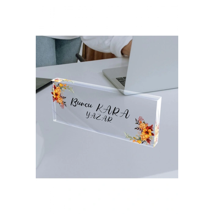 Kişiye Özel Akrilik Ofis Masa Üstü İsimlik Büro Ofis Makam İşyeri Hediyesi Masa İsimliği