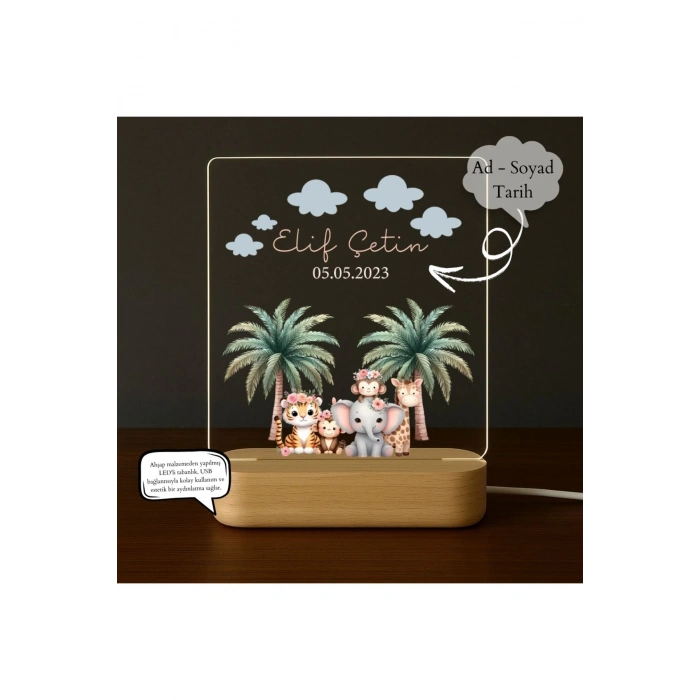 Gece Lambası Çocuk Odası Çalışma Masası Kişiye Özel Akrilik Led Işıklı Çocuklar İçin Gece Lambası