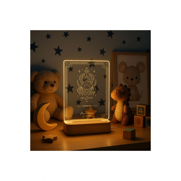 Gece Lambası Çocuk Odası Çalışma Masası Kişiye Özel Akrilik Led Işıklı Burçlara Özel Gece Lambası