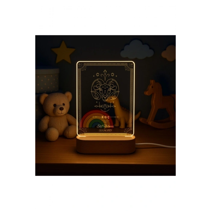 Gece Lambası Çocuk Odası Çalışma Masası Kişiye Özel Akrilik Led Işıklı Burçlara Özel Gece Lambası