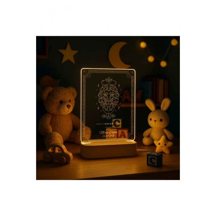 Gece Lambası Çocuk Odası Çalışma Masası Kişiye Özel Akrilik Led Işıklı Burçlara Özel Gece Lambası