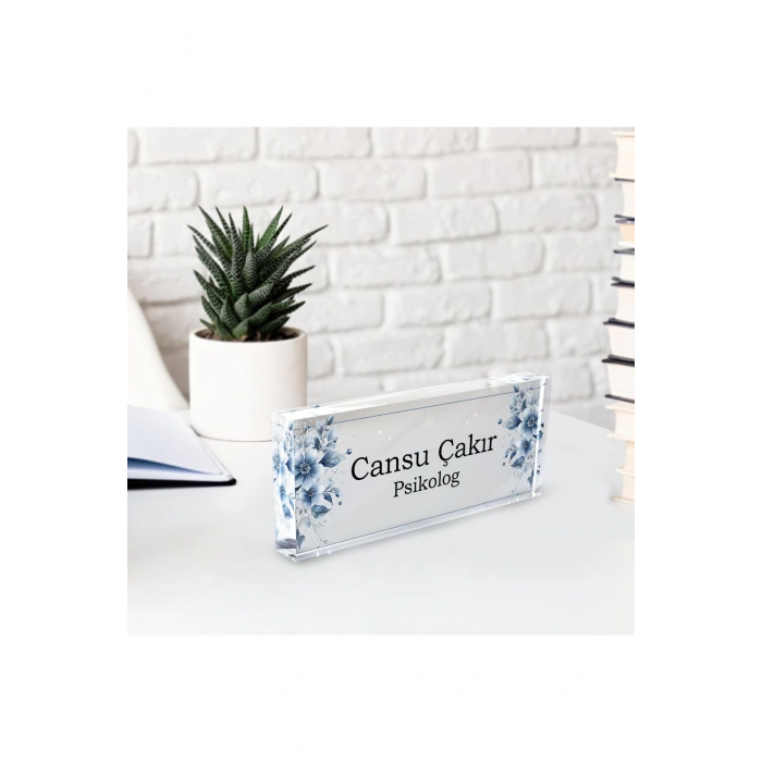 Kişiye Özel Akrilik Masaüstü İsimlik Büro Ofis Makam İşyeri Hediyesi Masa Üstü İsimliği