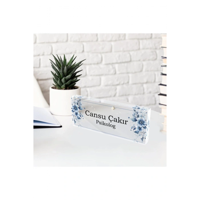 Kişiye Özel Akrilik Masaüstü İsimlik Büro Ofis Makam İşyeri Hediyesi Masa Üstü İsimliği