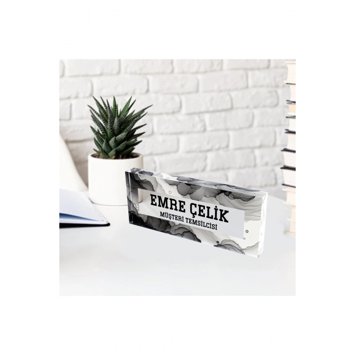 Kişiye Özel Akrilik Masa Üstü İsimlik Büro Ofis Makam İşyeri Hediyesi Masaüstü İsimliği