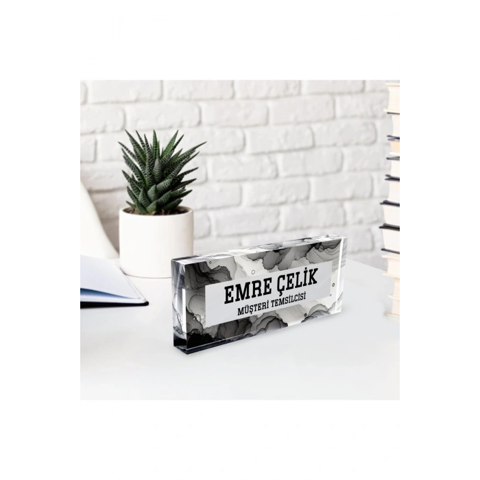 Kişiye Özel Akrilik Masa Üstü İsimlik Büro Ofis Makam İşyeri Hediyesi Masaüstü İsimliği