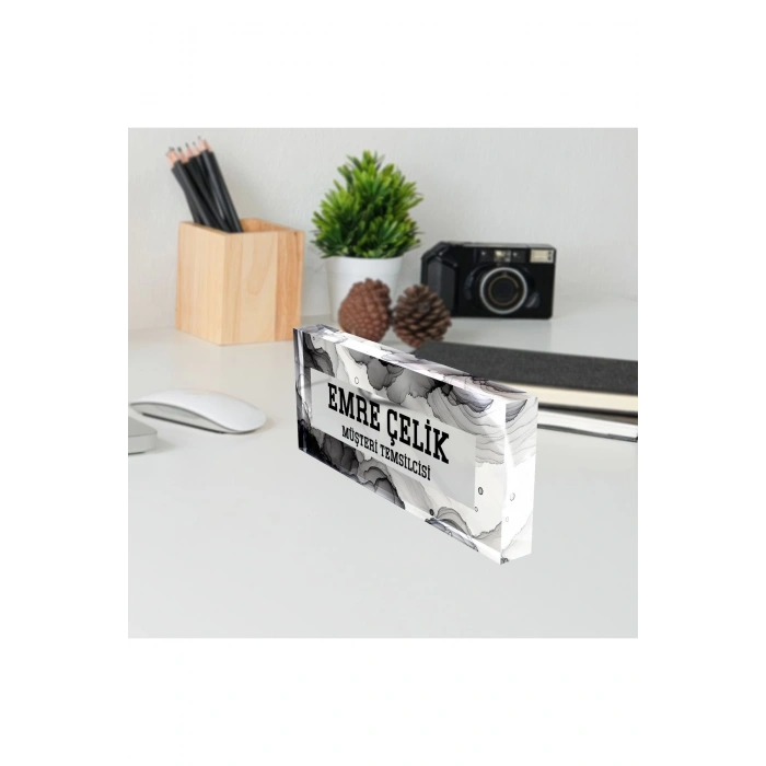 Kişiye Özel Akrilik Masa Üstü İsimlik Büro Ofis Makam İşyeri Hediyesi Masaüstü İsimliği