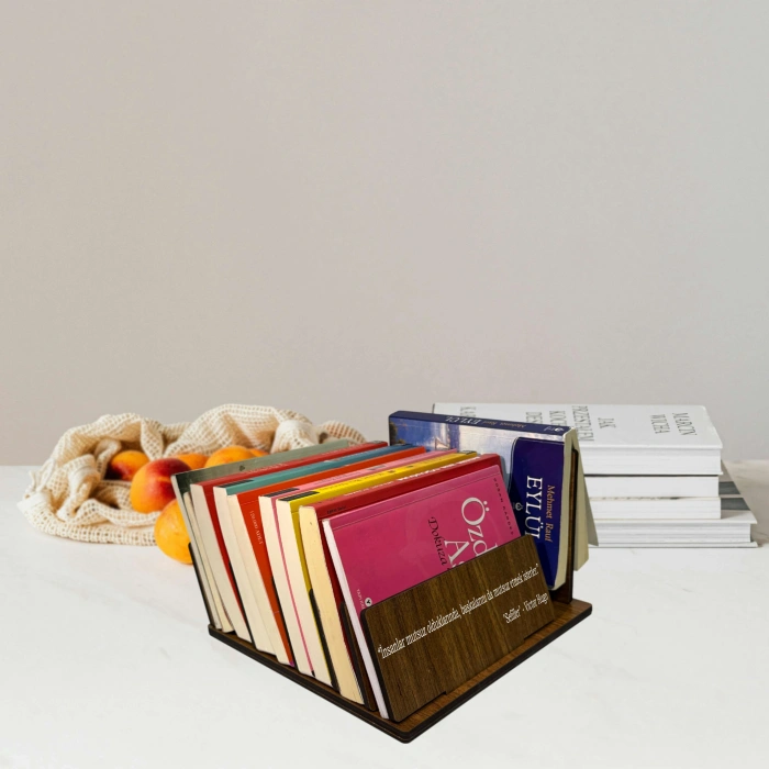 Kişiye Özel Üç Renkli 6 mm MDF Mini Kitaplık Dergilik, Plaklık, Gazetelik