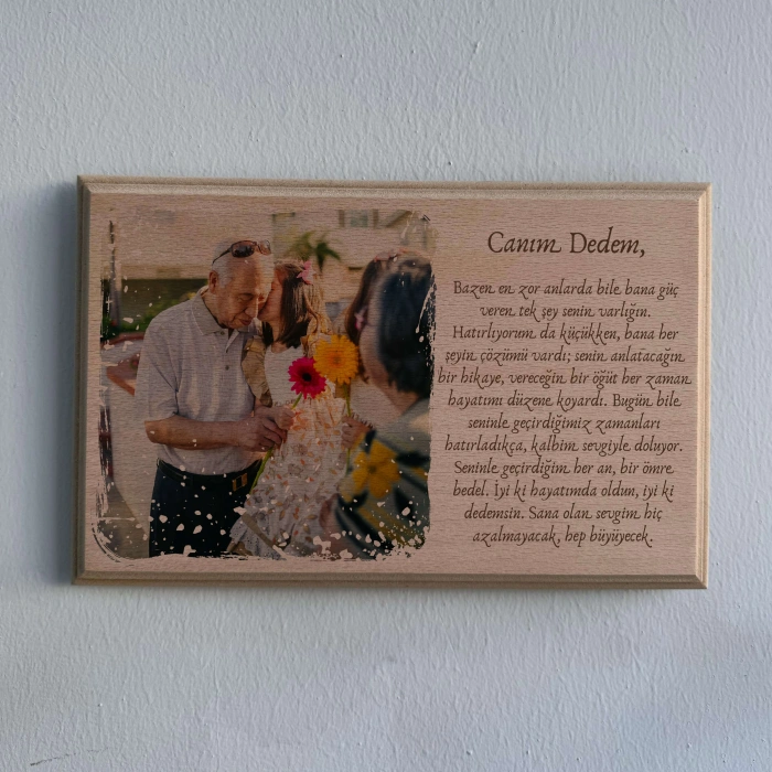 Dekoratif Ahşap Fotoğraf Çerçevesi, Kişiye Özel Doğal Ahşap Masa Üstü Çerçevesi