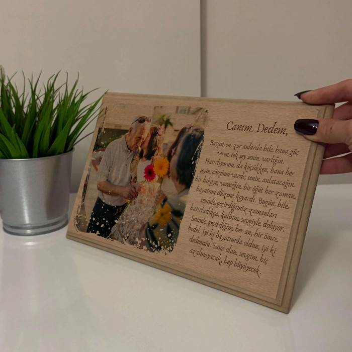 Dekoratif Ahşap Fotoğraf Çerçevesi, Kişiye Özel Doğal Ahşap Masa Üstü Çerçevesi