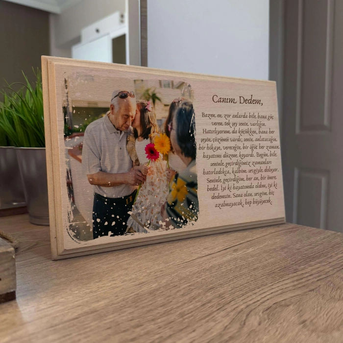 Dekoratif Ahşap Fotoğraf Çerçevesi, Kişiye Özel Doğal Ahşap Masa Üstü Çerçevesi