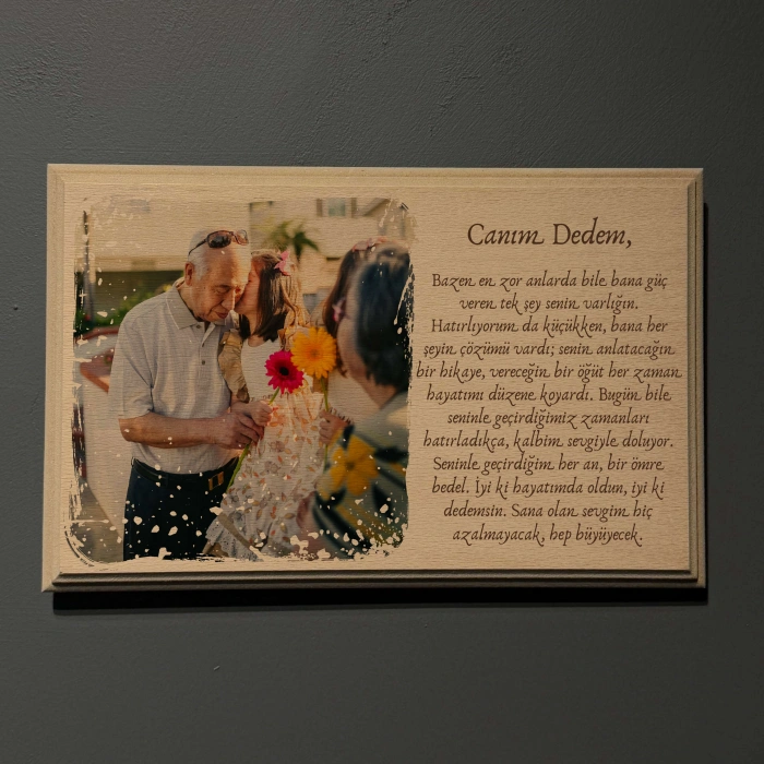 Dekoratif Ahşap Fotoğraf Çerçevesi, Kişiye Özel Doğal Ahşap Masa Üstü Çerçevesi