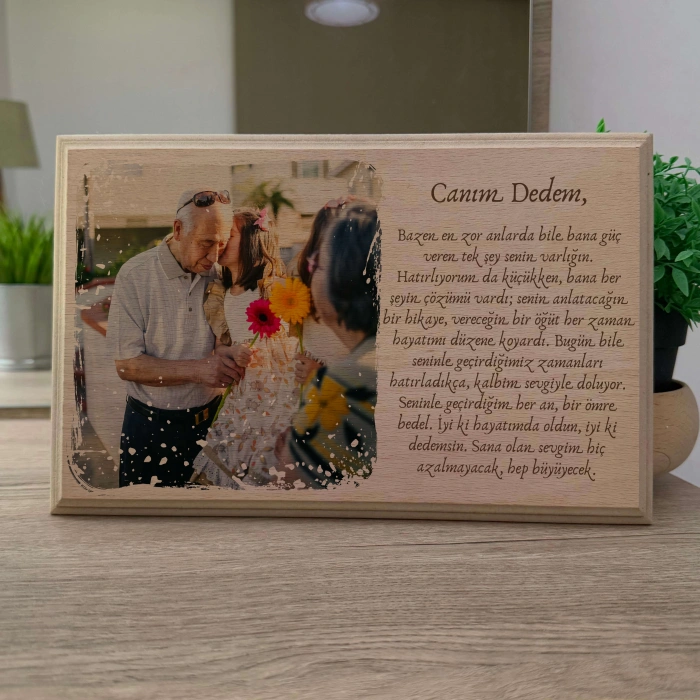 Dekoratif Ahşap Fotoğraf Çerçevesi, Kişiye Özel Doğal Ahşap Masa Üstü Çerçevesi