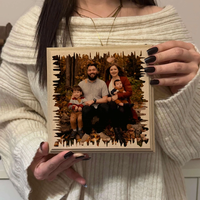 Kişiye Özel Fotoğraflı Ahşap Üç Bölmeli Masa Üstü ve Duvar Askılı Çerçeve