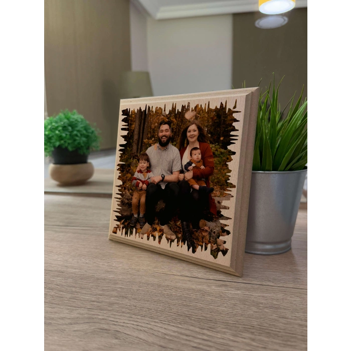 Kişiye Özel Fotoğraflı Ahşap Üç Bölmeli Masa Üstü ve Duvar Askılı Çerçeve
