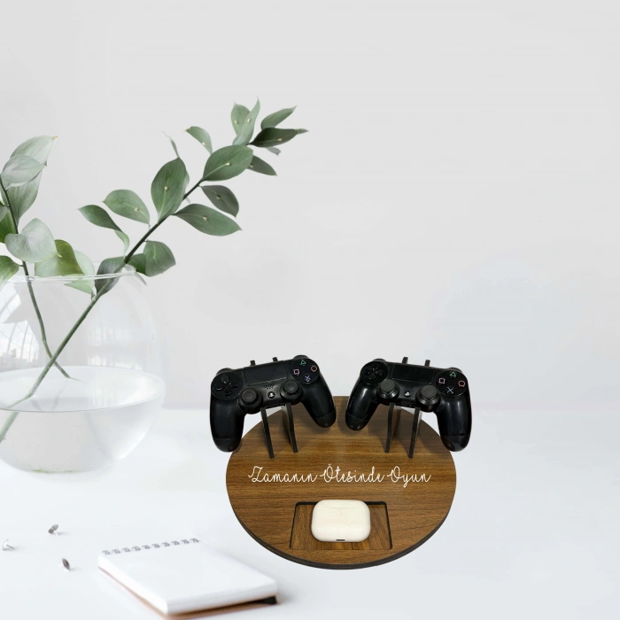 Kişiye Özel Ahşap Ps4 Dualshock Tutucu Kulaklık Joystick Tutucu - Dualshock Standı