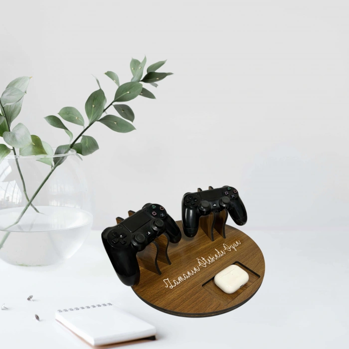 Kişiye Özel Ahşap Ps4 Dualshock Tutucu Kulaklık Joystick Tutucu - Dualshock Standı