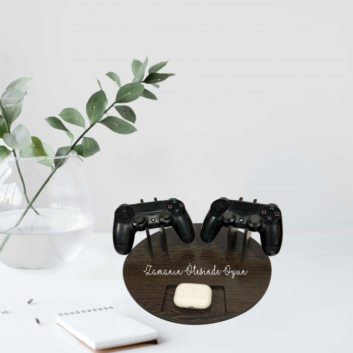Kişiye Özel Ahşap Ps4 Dualshock Tutucu Kulaklık Joystick Tutucu - Dualshock Standı