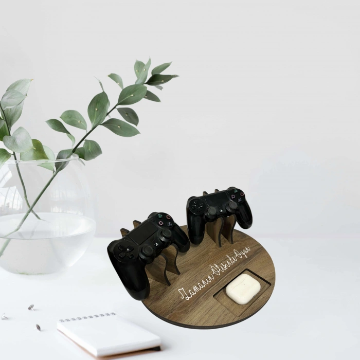 Kişiye Özel Ahşap Ps4 Dualshock Tutucu Kulaklık Joystick Tutucu - Dualshock Standı