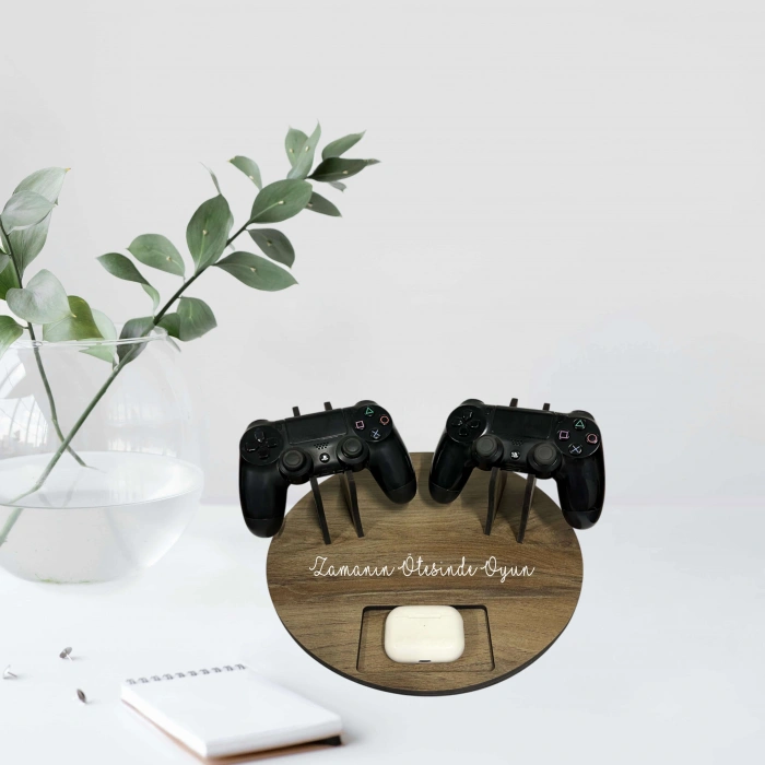 Kişiye Özel Ahşap Ps4 Dualshock Tutucu Kulaklık Joystick Tutucu - Dualshock Standı