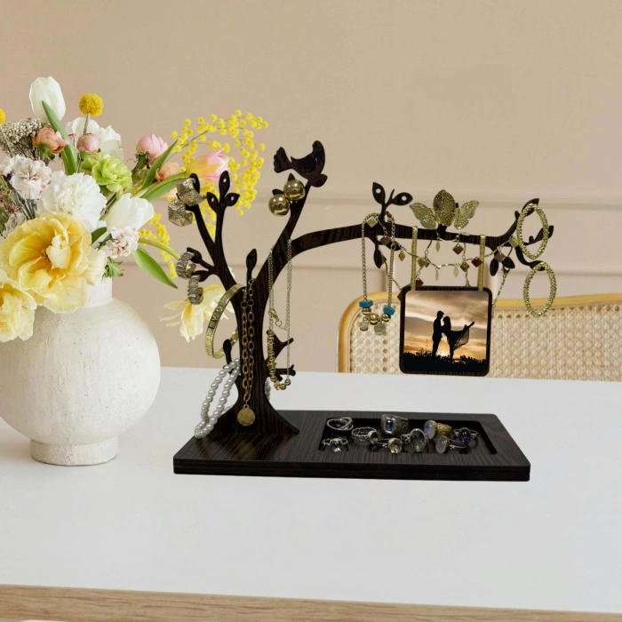 Kişiye Özel Ahşap Takı Standı, Takılık, Küpelik, Bileklik, Kolye Seti, Takı Dolabı Düzenleyici