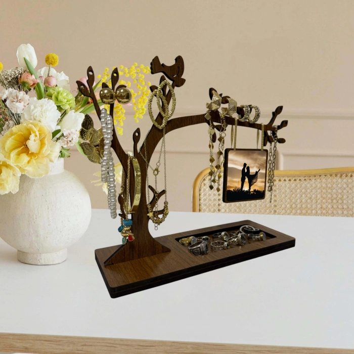 Kişiye Özel Ahşap Takı Standı, Takılık, Küpelik, Bileklik, Kolye Seti, Takı Dolabı Düzenleyici