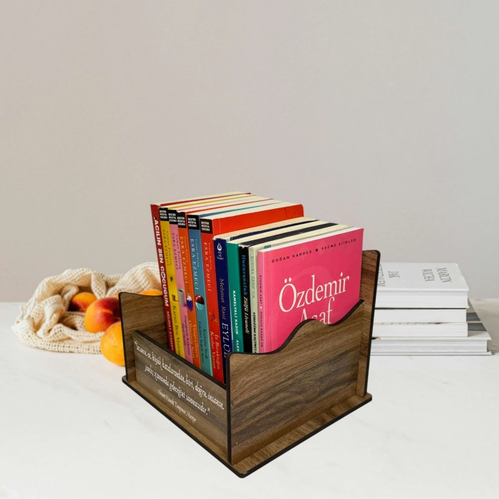 Masaüstü Kişiye Özel Ahşap Kitaplık Düzenleyici Organizer Raf