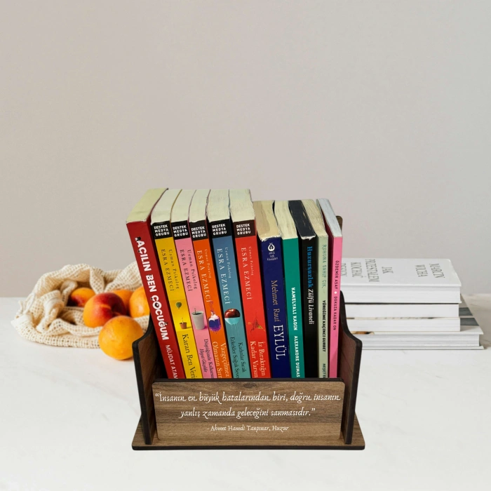 Masaüstü Kişiye Özel Ahşap Kitaplık Düzenleyici Organizer Raf