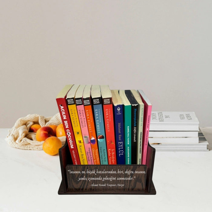 Masaüstü Kişiye Özel Ahşap Kitaplık Düzenleyici Organizer Raf