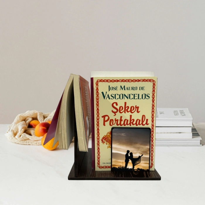 Minimalist Ahşap Masaüstü Kitaplık Dekoratif Kitap Düzenleyici, Kişiye Özel Baskılı Mini Kitaplık