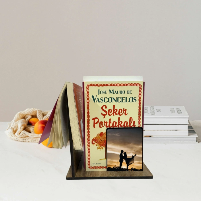 Minimalist Ahşap Masaüstü Kitaplık Dekoratif Kitap Düzenleyici, Kişiye Özel Baskılı Mini Kitaplık