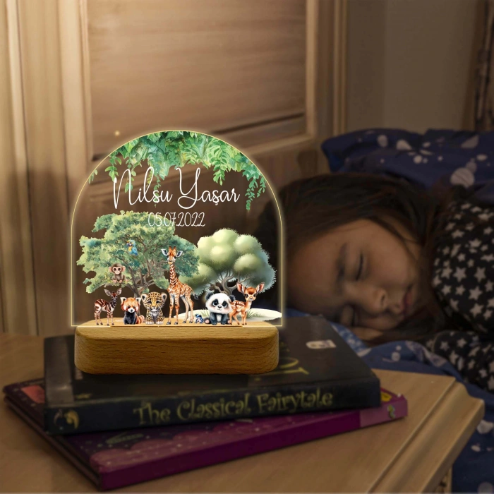 Kişiye Özel Çocuk Hediyesi Gece Lambası, Hayvanat Bahçesi Led Lamba