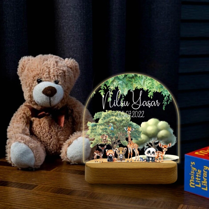 Kişiye Özel Çocuk Hediyesi Gece Lambası, Hayvanat Bahçesi Led Lamba