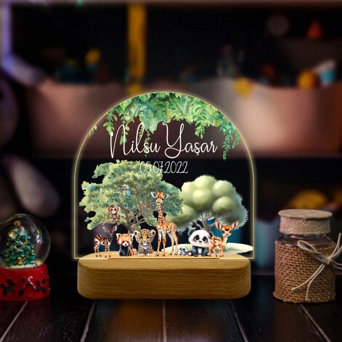 Kişiye Özel Çocuk Hediyesi Gece Lambası, Hayvanat Bahçesi Led Lamba