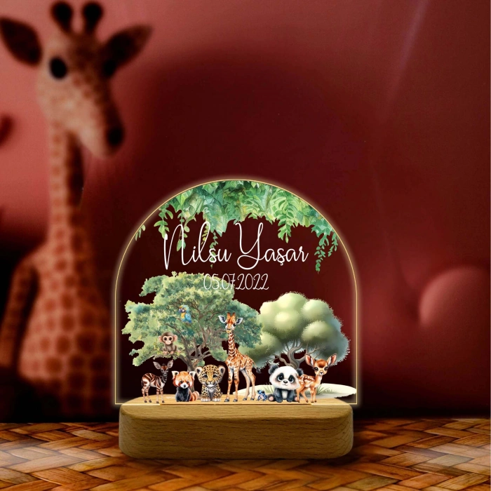 Kişiye Özel Çocuk Hediyesi Gece Lambası, Hayvanat Bahçesi Led Lamba