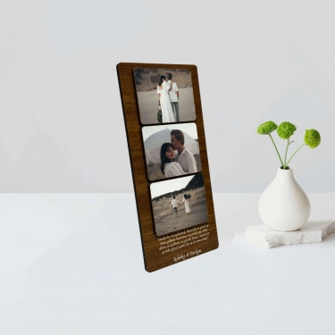 Kişiye Özel 6 mm MDF Fotoğraf Çerçevesi - Üç Bölmeli Sevgiliye Özel Fotoğraf Çerçevesi