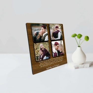 Kişiye Özel 6 mm MDF Fotoğraf Çerçevesi - 4 Bölmeli Sevgiliye Özel Fotoğraf Çerçevesi