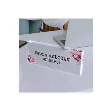 Kişiye Özel Akrilik Ofis Masa Üstü İsimlik Büro Ofis Makam İşyeri Hediyesi Masa İsimliği