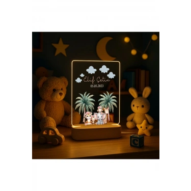 Gece Lambası Çocuk Odası Çalışma Masası Kişiye Özel Akrilik Led Işıklı Çocuklar İçin Gece Lambası
