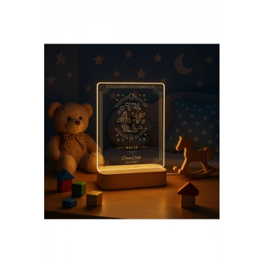 Gece Lambası Çocuk Odası Çalışma Masası Kişiye Özel Akrilik Led Işıklı Burçlara Özel Gece Lambası