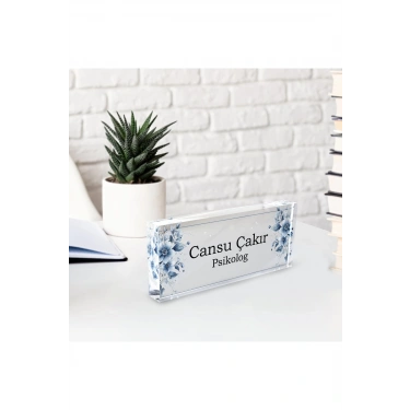 Kişiye Özel Akrilik Masaüstü İsimlik Büro Ofis Makam İşyeri Hediyesi Masa Üstü İsimliği