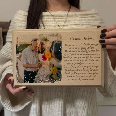 Dekoratif Ahşap Fotoğraf Çerçevesi, Kişiye Özel Doğal Ahşap Masa Üstü Çerçevesi