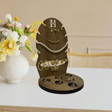 Dekoratif Kişiye Özel Takı Küpe Standı Lazer Kesim Ahşap Mdf, Kişiye Özel Baskı Takı Organizeri