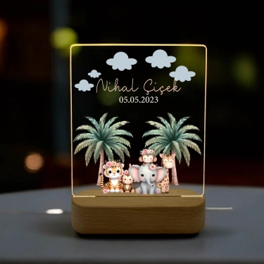 Kişiye Özel İsimli Dekoratif Çocuk Gece Lambası, Çocuk Odası Dikdörtgen Gece Lambası