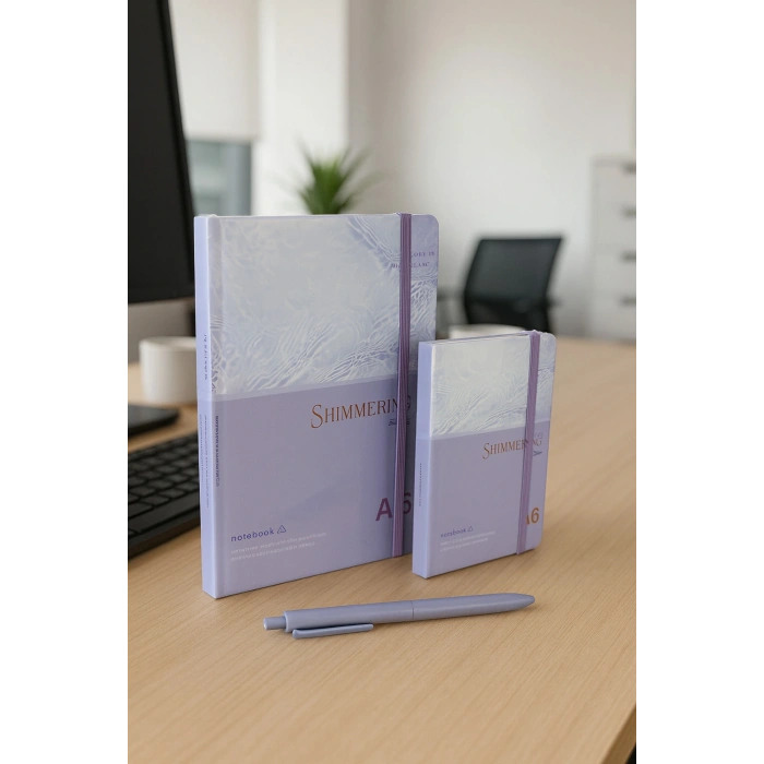 2 Adet Ajanda Çizgili Not Defteri-Uçlu Kalem Hediyeli Shimmering